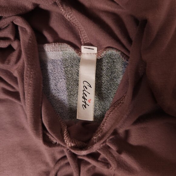 Celeste Multi Pattern Hoodie Womens Medium Check Striped Drawstring USA FLAW - Picture 3 of 16